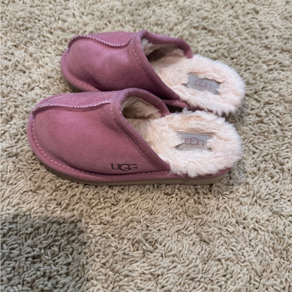 UGG Dusty Rose Suede Shearling Slip-On Mules